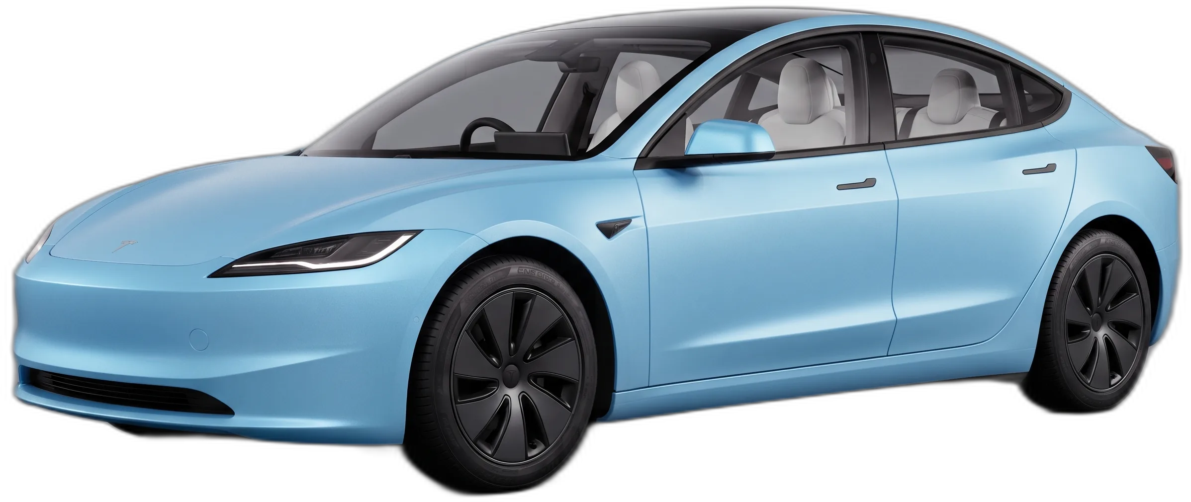 Tesla Model 3 shown with full-body paint protection film coverage illustrated in blue